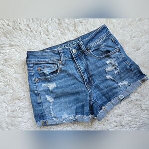 American Eagle Outfitters Hi-Rise Shortie Women's Blue Denim Shorts
